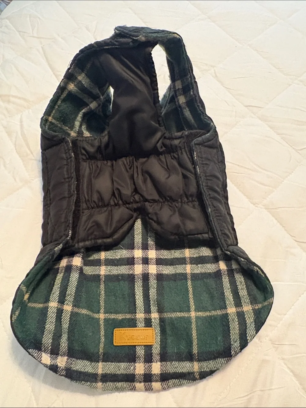 Dog Quilted Black Jacket - super cozy, easy to put on. Classic flannel warmth